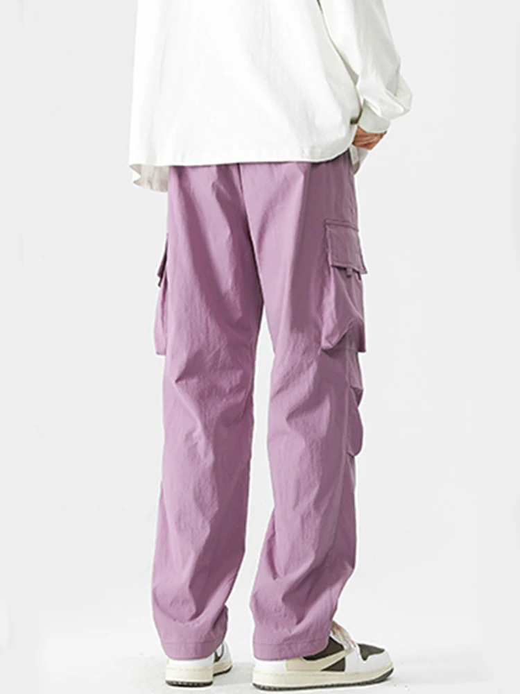 Wide leisure cargo trousers for men