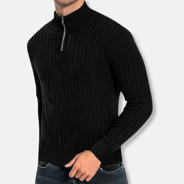 Men’s Mock Neck Sweatshirt – Ribbed Knit – Regular Fit – Zipper Closure – Long Sleeve