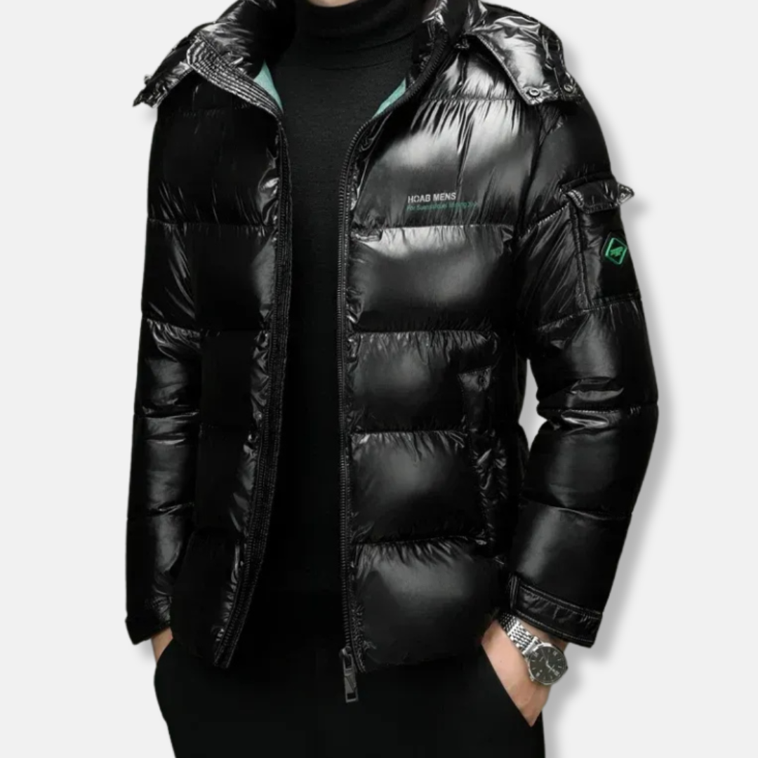 Men’s Puffer Jacket – Regular Fit – Quilted Panels – Stand Collar – Zip Front – Weather Resistant