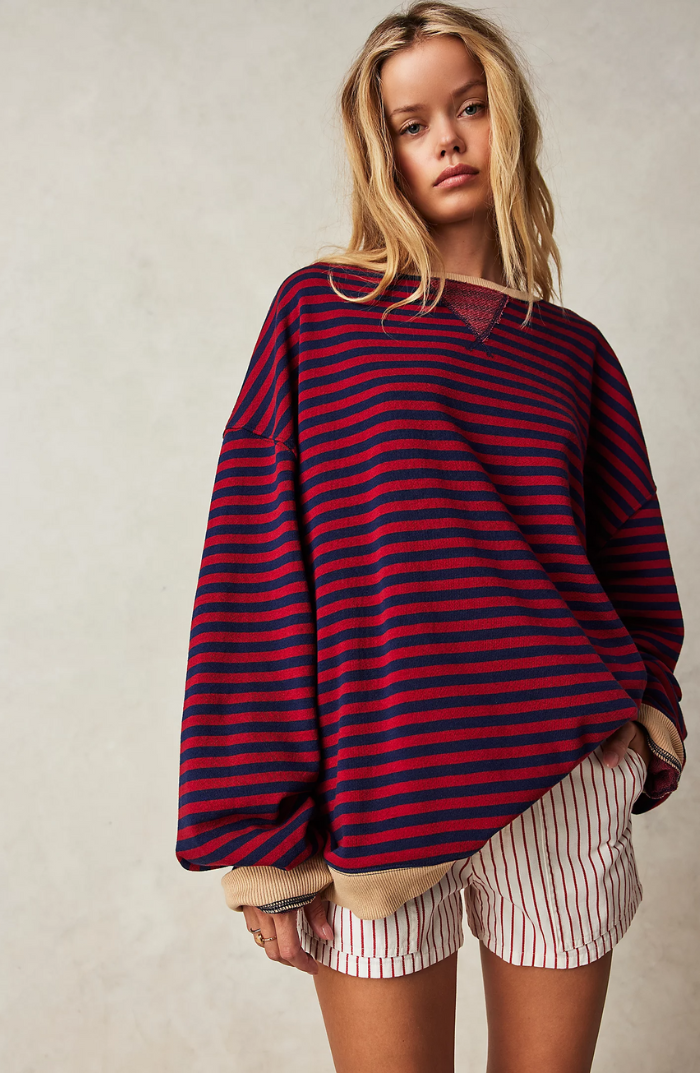 Oversized pull-over long sleeve sweatshirt for women