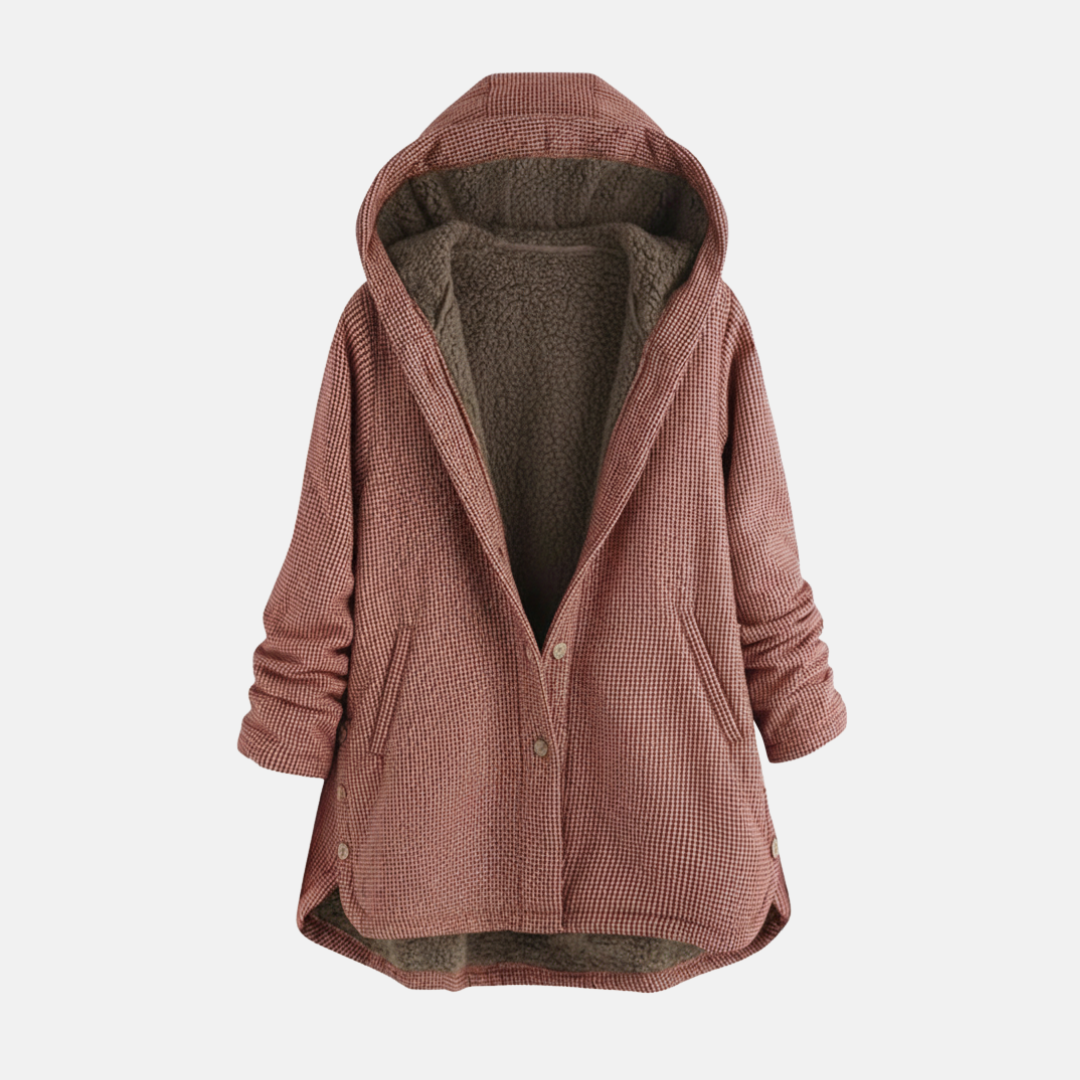 Women’s Jacket – Oversized Fit – Plush Fleece Lined – Hooded Button Front – Tunic Length