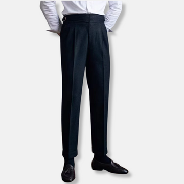 Men’s Trousers – Wool Blend – High Waist – Straight Leg – Pleated Front Fit
