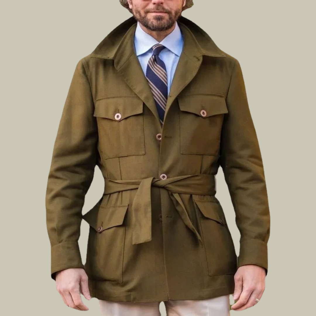 Vintage hunting windbreaker slim coat for men