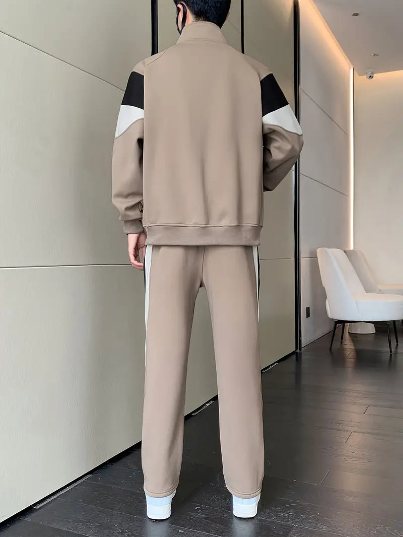 Cozy zip-up jacket and pants set for men