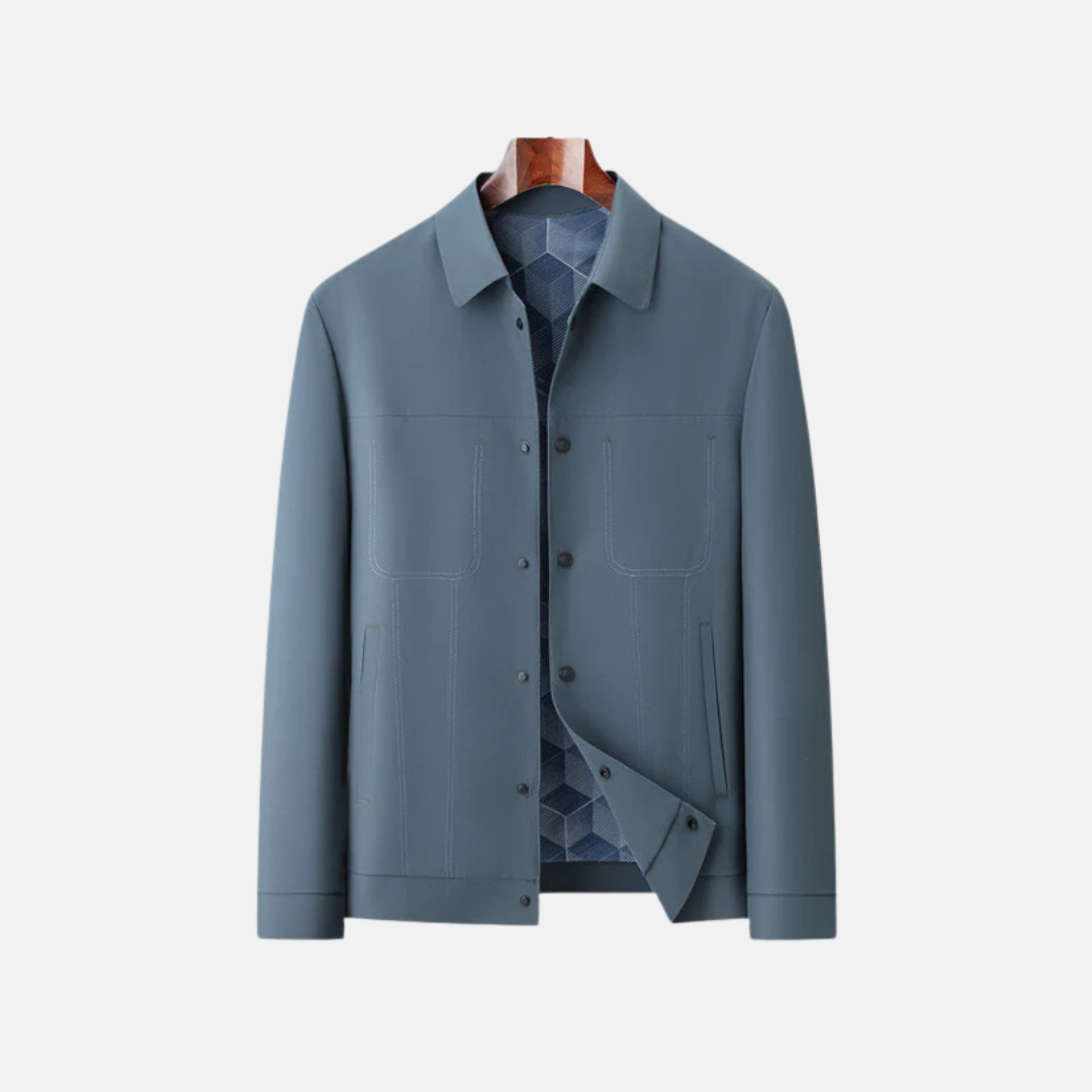 Men’s Casual Jacket – Relaxed Fit – Button Front – Patterned Lining – Hip Length