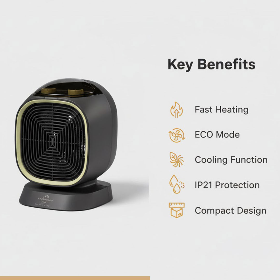 Matte Rounded-Square Portable Fan Heater