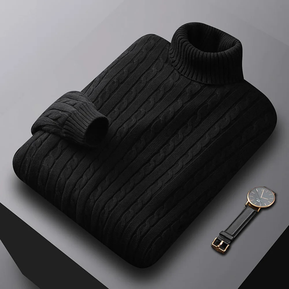 Stylish cable knit turtleneck jumper for men