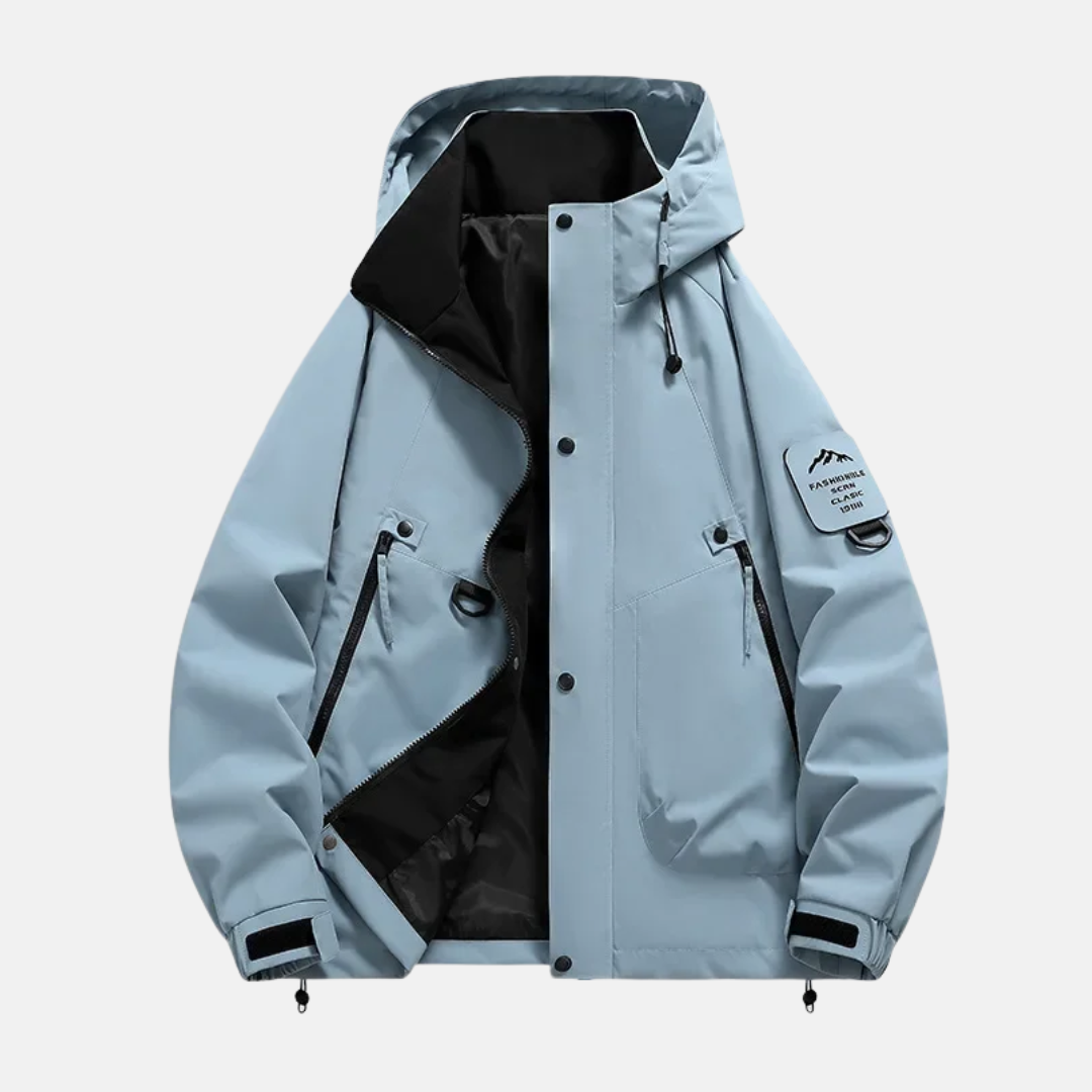 Men's Utility Jacket – Water Resistant – Adjustable Hood and Hem – Zipper Pockets – Relaxed Fit