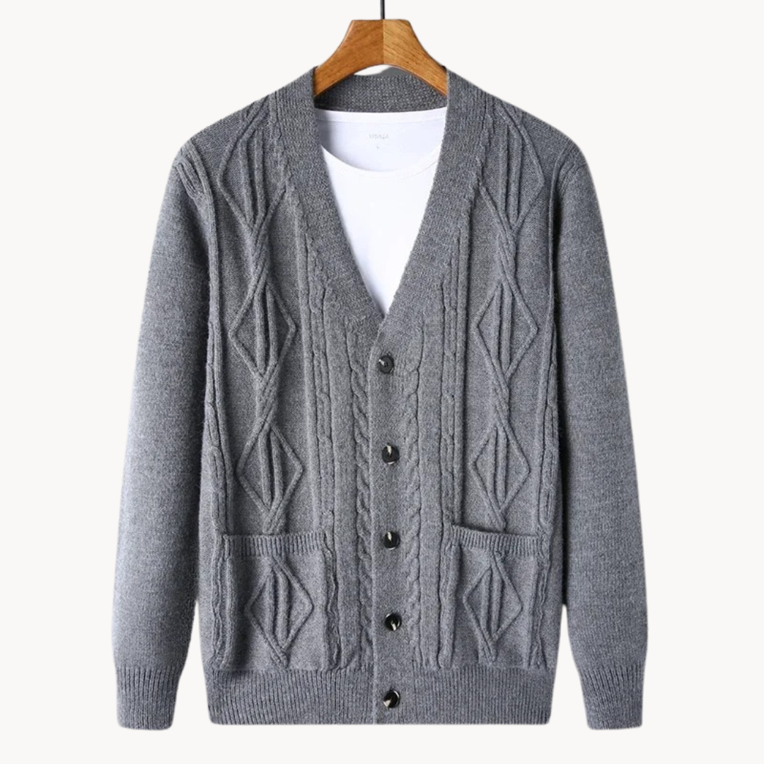 Refined ribbed cardigan for men