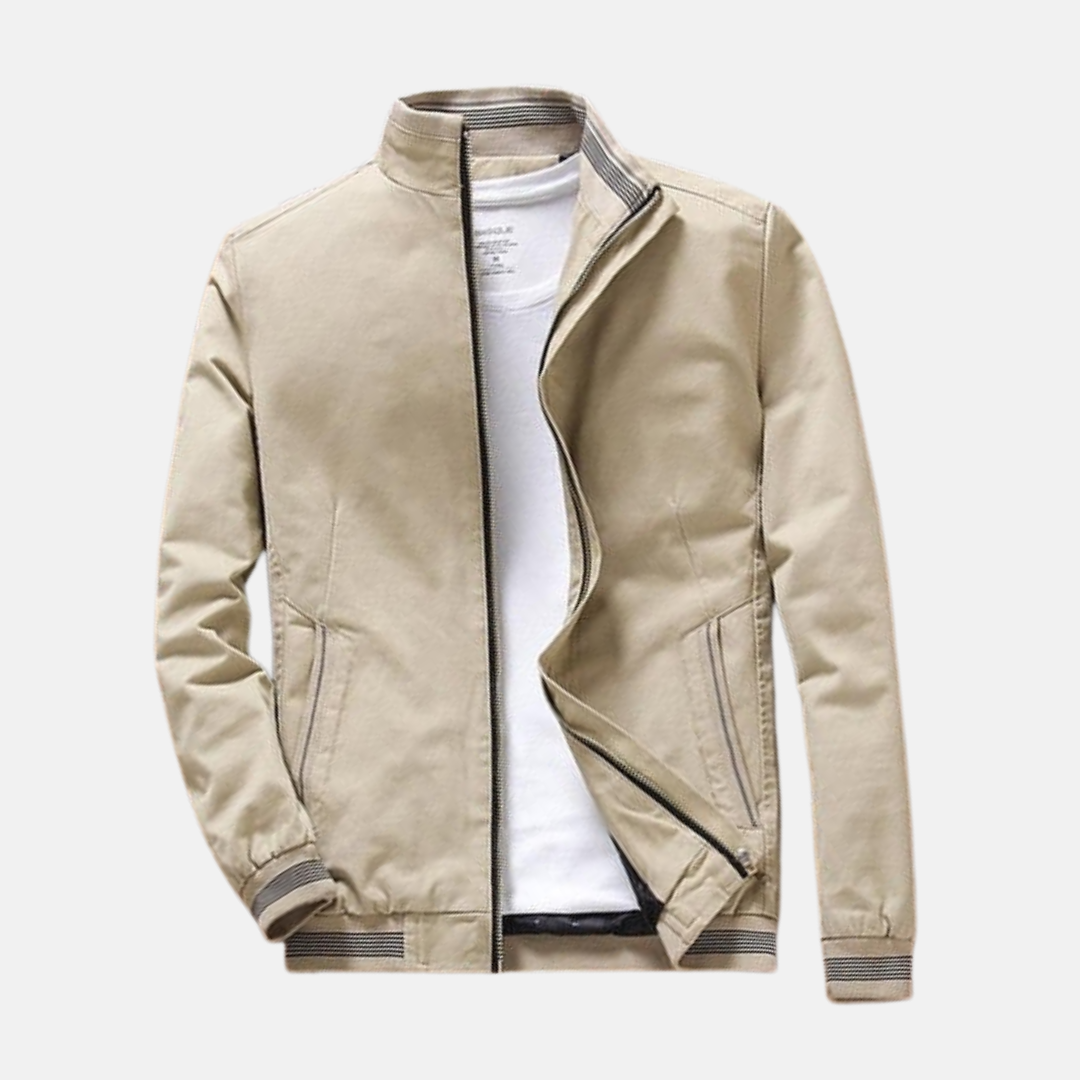 Men’s Bomber Jacket – Cotton Blend – Casual Fit – Ribbed Trim – Zip Front