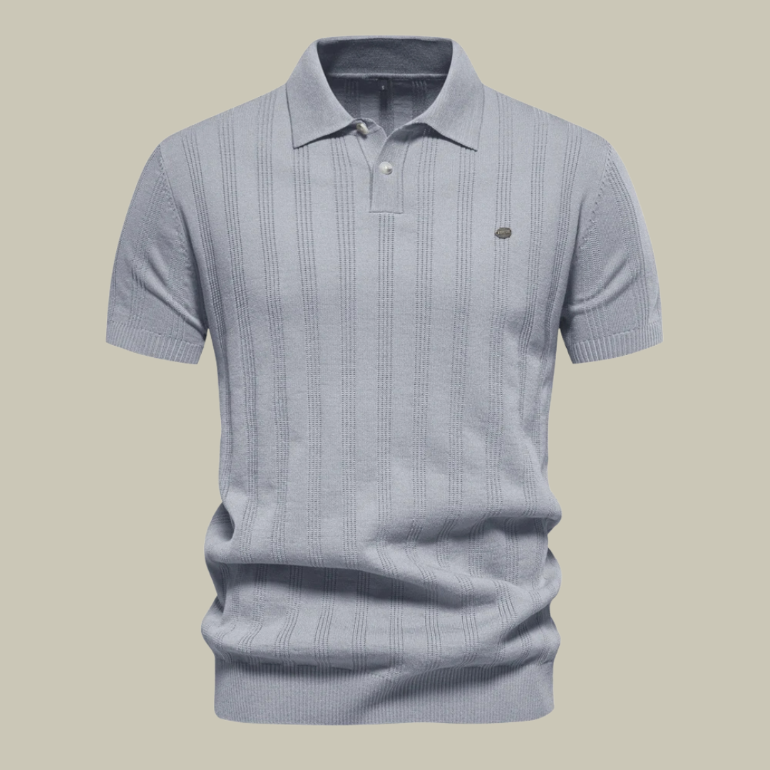 Casual ribbed knitted polo shirt for men