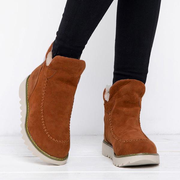 Fur lining ankle snow boots for women