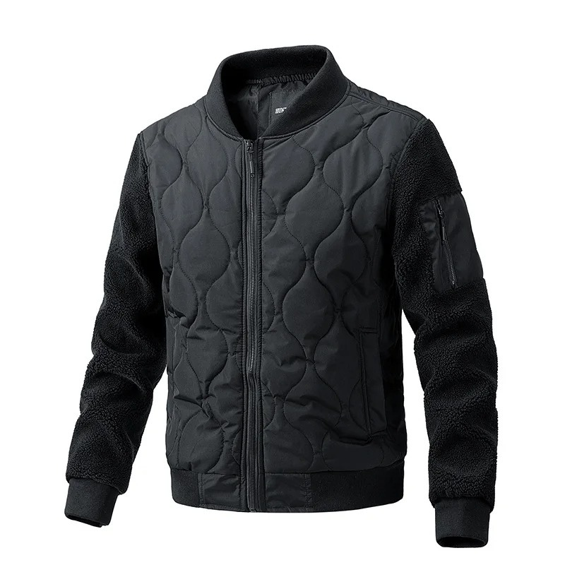 Quilted transitional jacket with sherpa sleeves for men