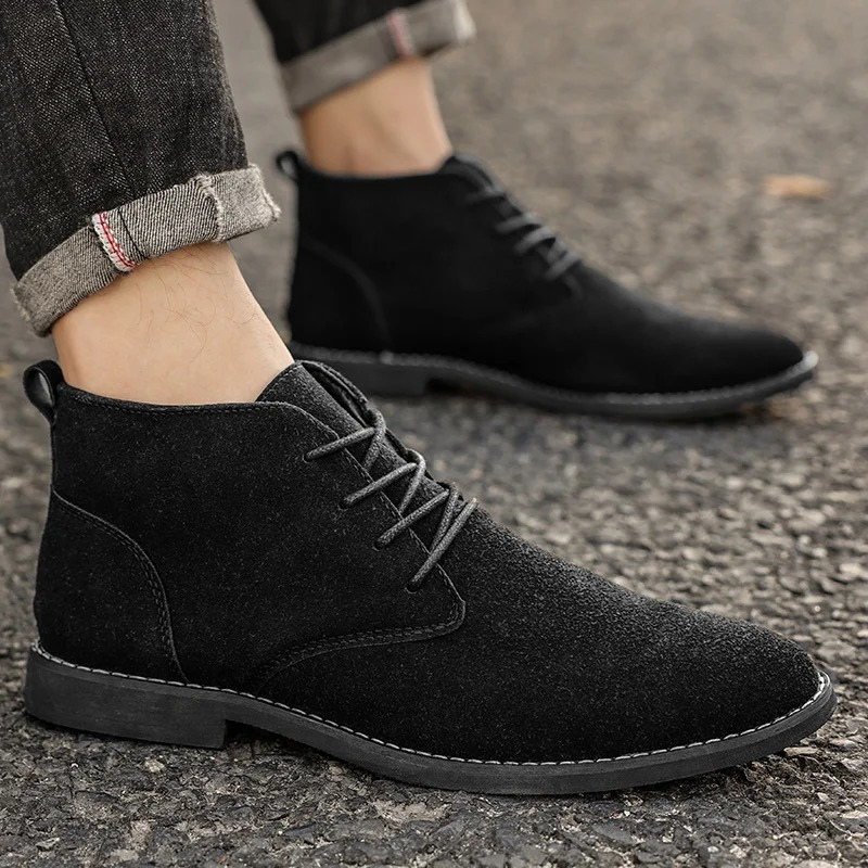 Comfortable suede lace up ankle boots for men