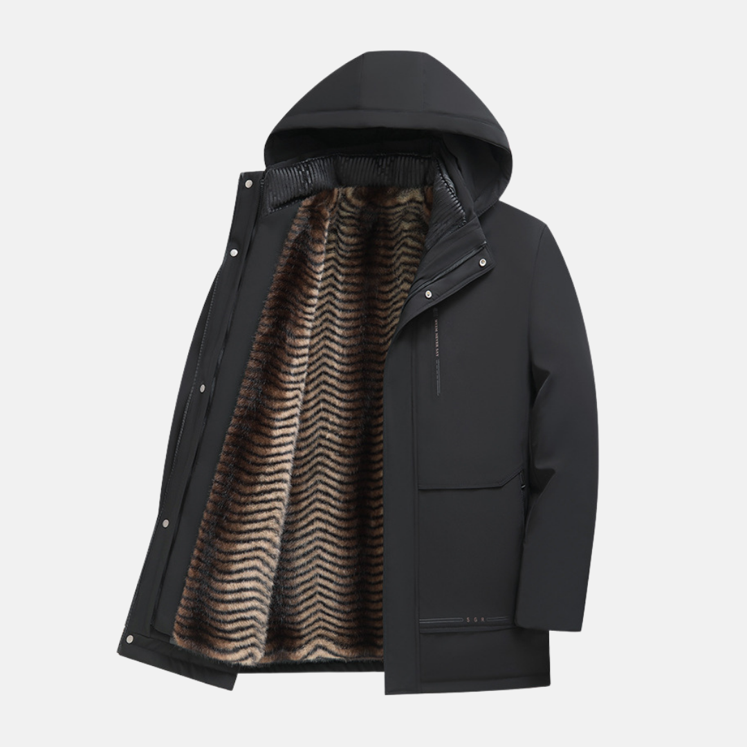 Men’s Parka Jacket – Regular Fit – Water-Resistant – Detachable Lining – Hooded