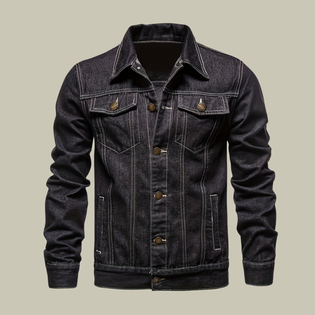 Button down denim jacket for men