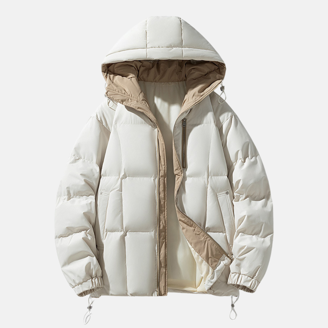 Men’s Puffer Jacket – Oversized Fit – Quilted Warmth – Hooded with Zip Closure