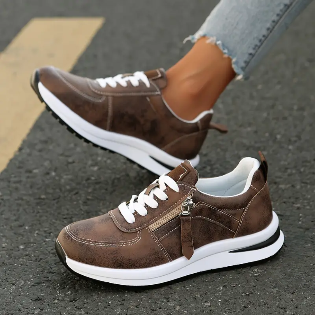 Side zip lace-up sneakers for women