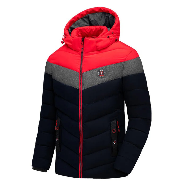 Comfy quilted winter hooded jacket for men