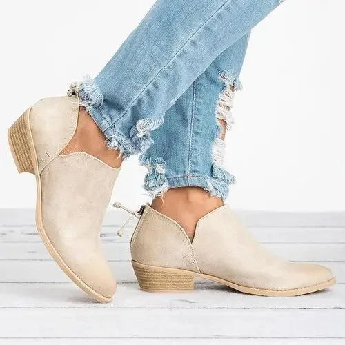 Low heel ankle boots for women