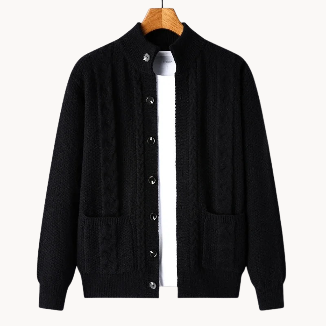 Button down ribbed cardigan for men