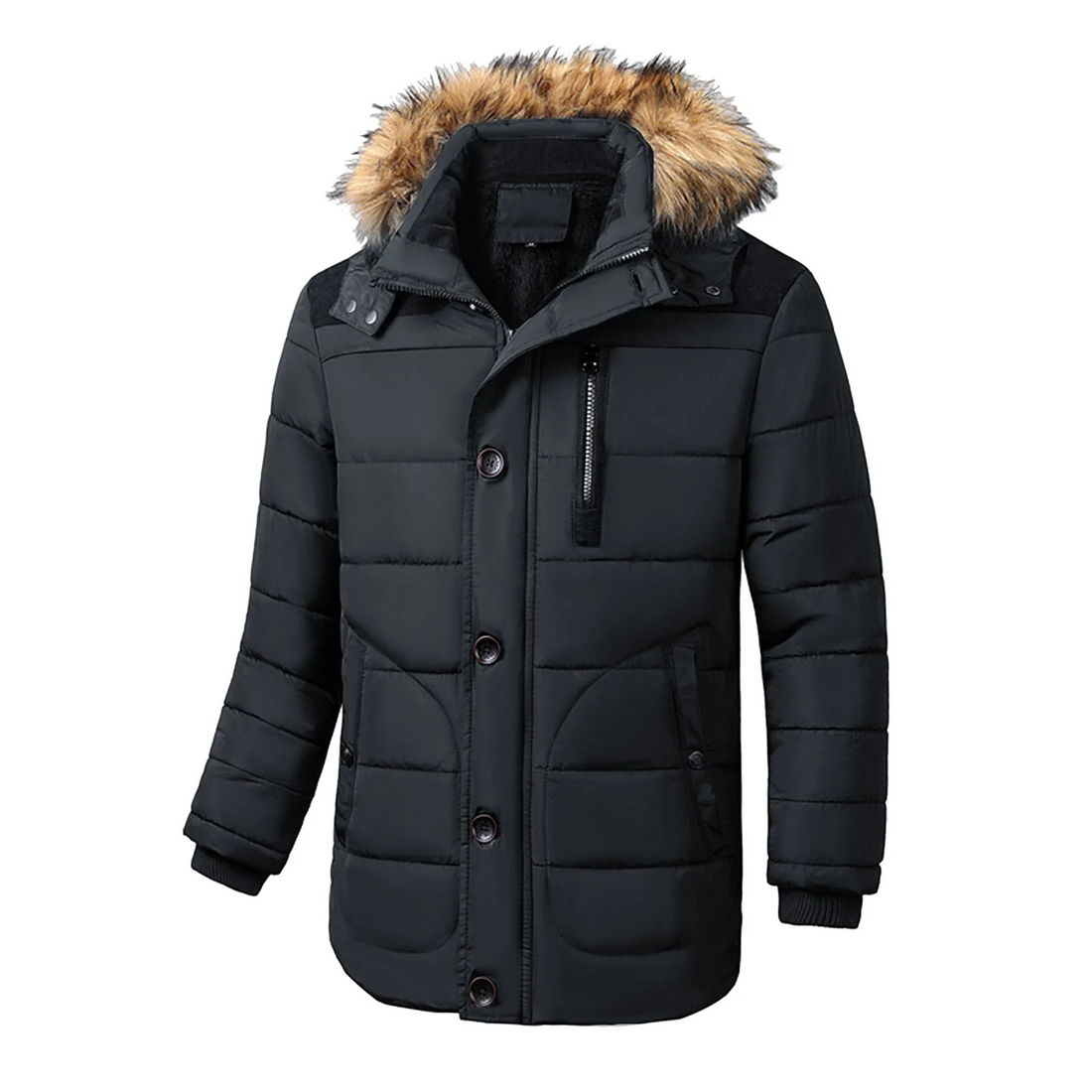 Parka winter jacket with zip fastening for men