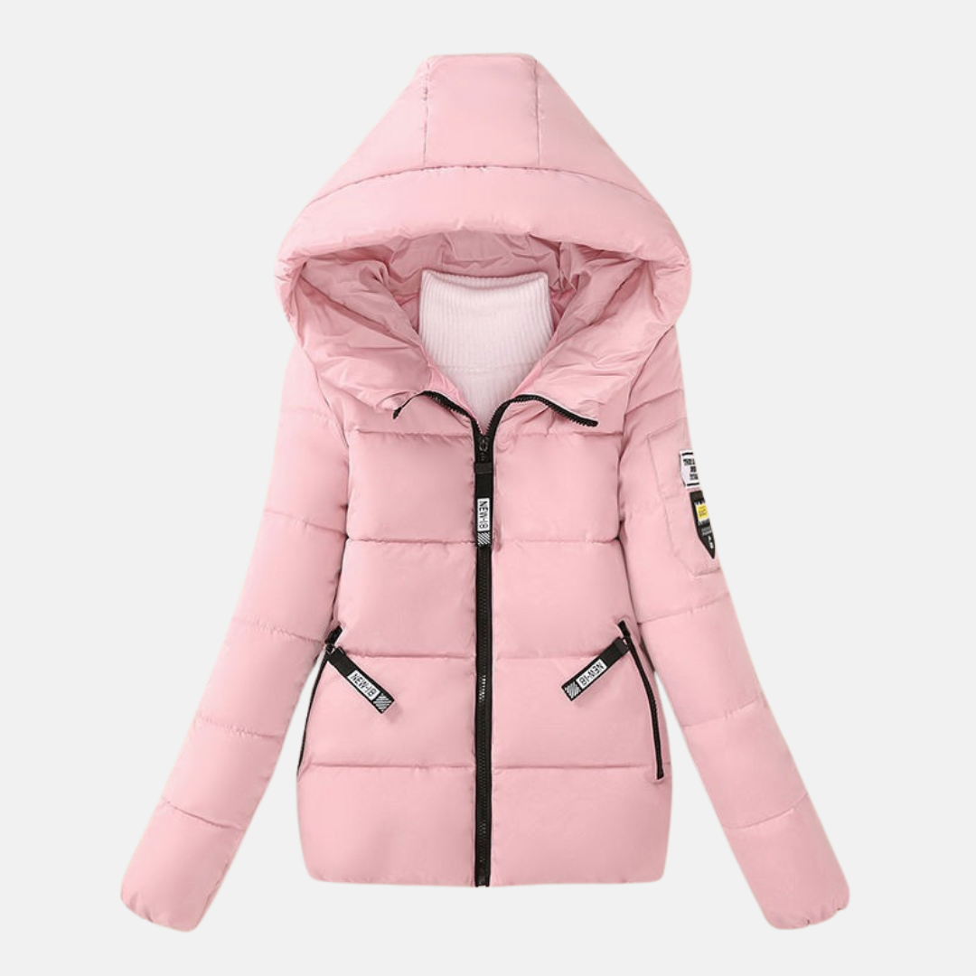 Women’s Quilted Padded Coat – Relaxed Fit – Hooded with Zipper and Side Pockets