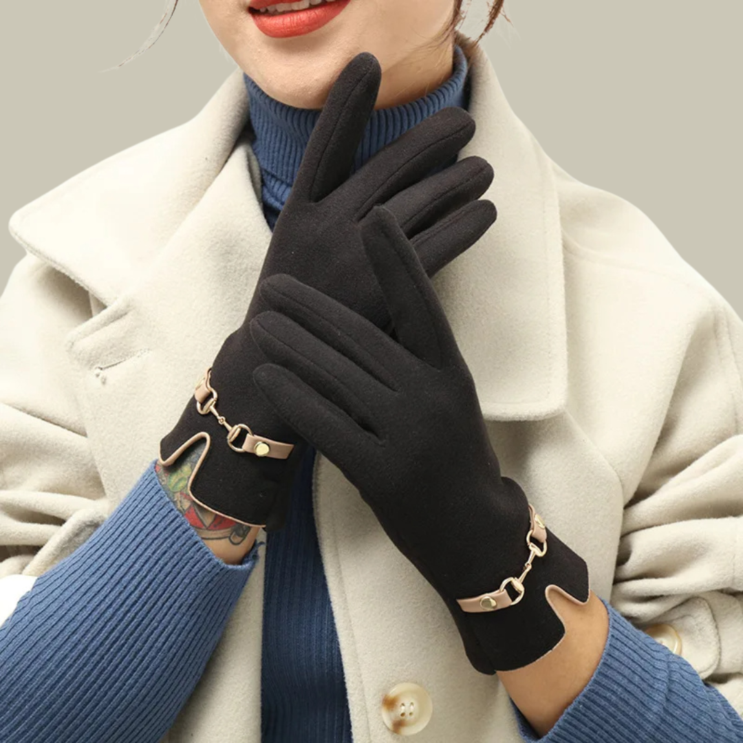 Warm touchscreen fleece gloves for women