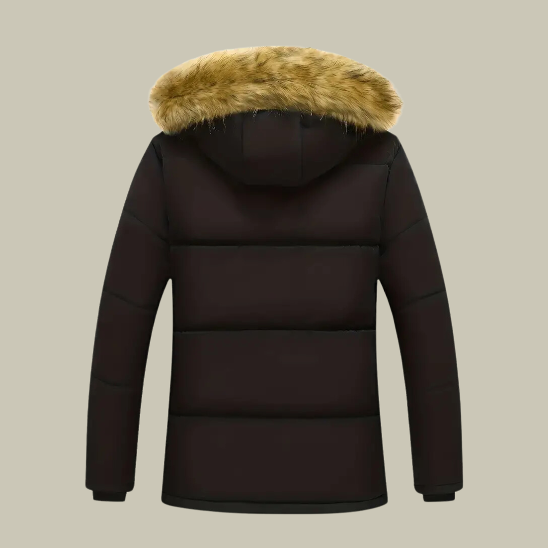 Fur hoodie packable winter jacket for men