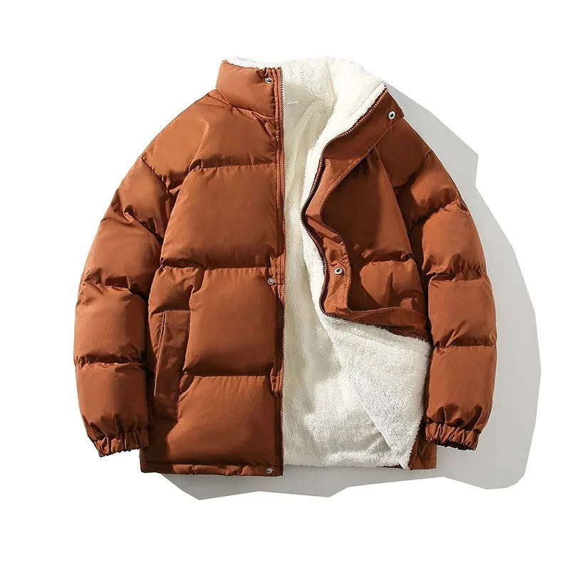 Puffer jacket with sherpa lining for men