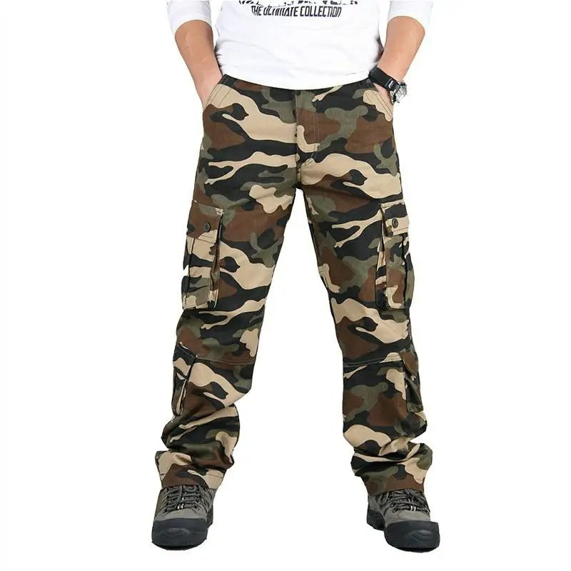 Military leisure cargo trousers with pockets for men