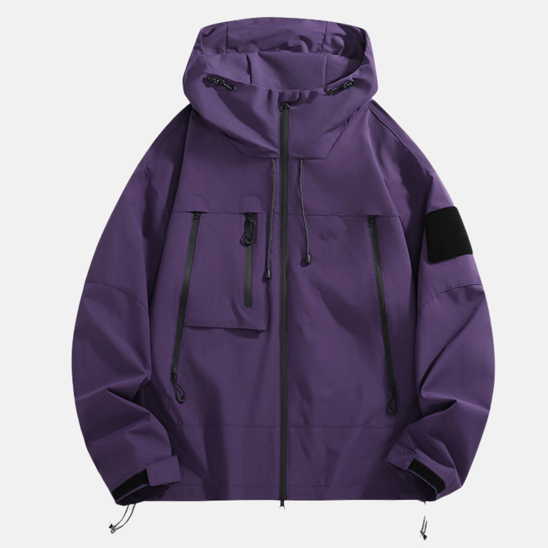 Men’s Waterproof Jacket – Relaxed Fit – Adjustable Hood – Zippered Pockets – Outdoor Wear