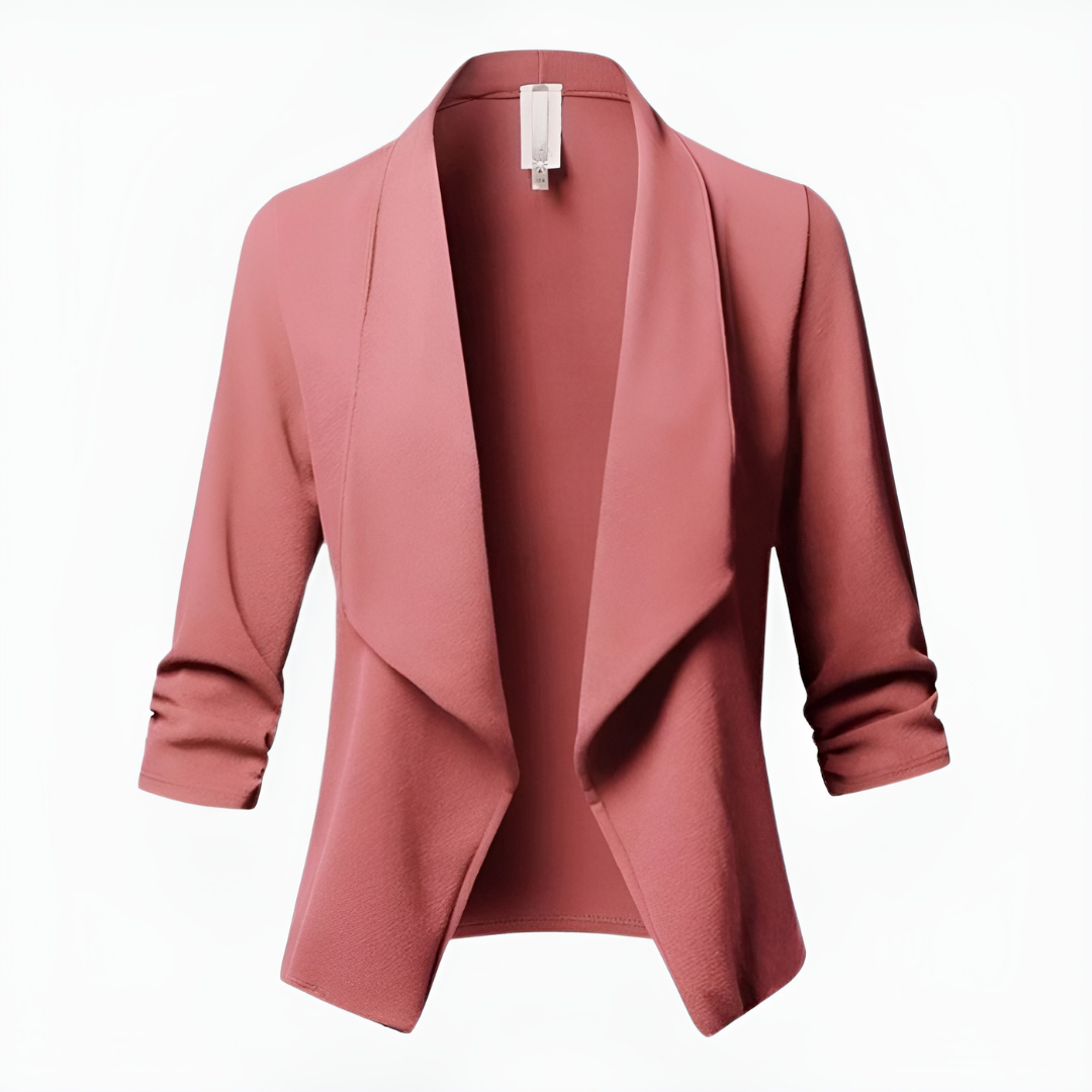 Open front slim fit long sleeve blazer for women