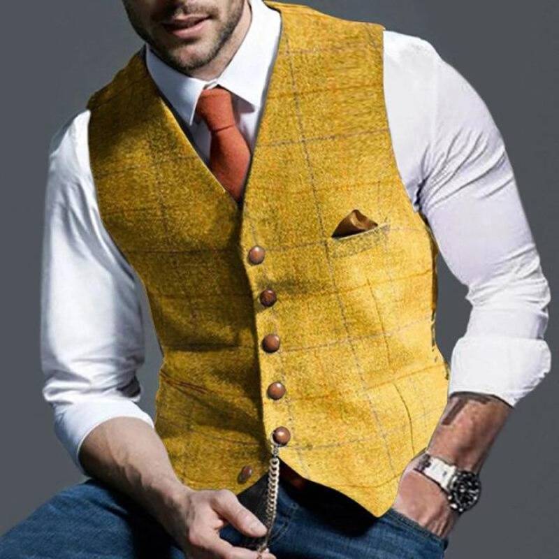 Stylish checked vest for men