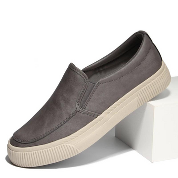 Slip-on leather flat shoes for men