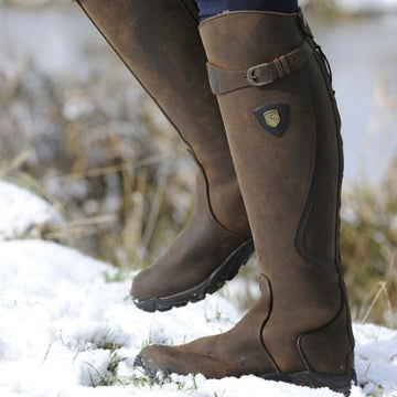 Waterproof knee high leather boots for women