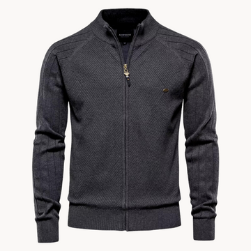 Men's Hybrid Jacket – Slim Fit – Knitted Wool Blend – Zip-Up – Ribbed Trim