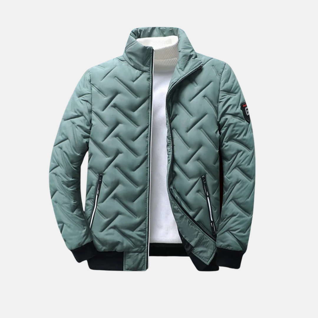 Men’s Quilted Jacket – Standard Fit – Insulated – Water-Resistant – High Collar
