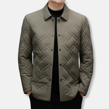 Men’s Quilted Jacket – Tailored Fit – Insulated Padding – Point Collar – Button Front