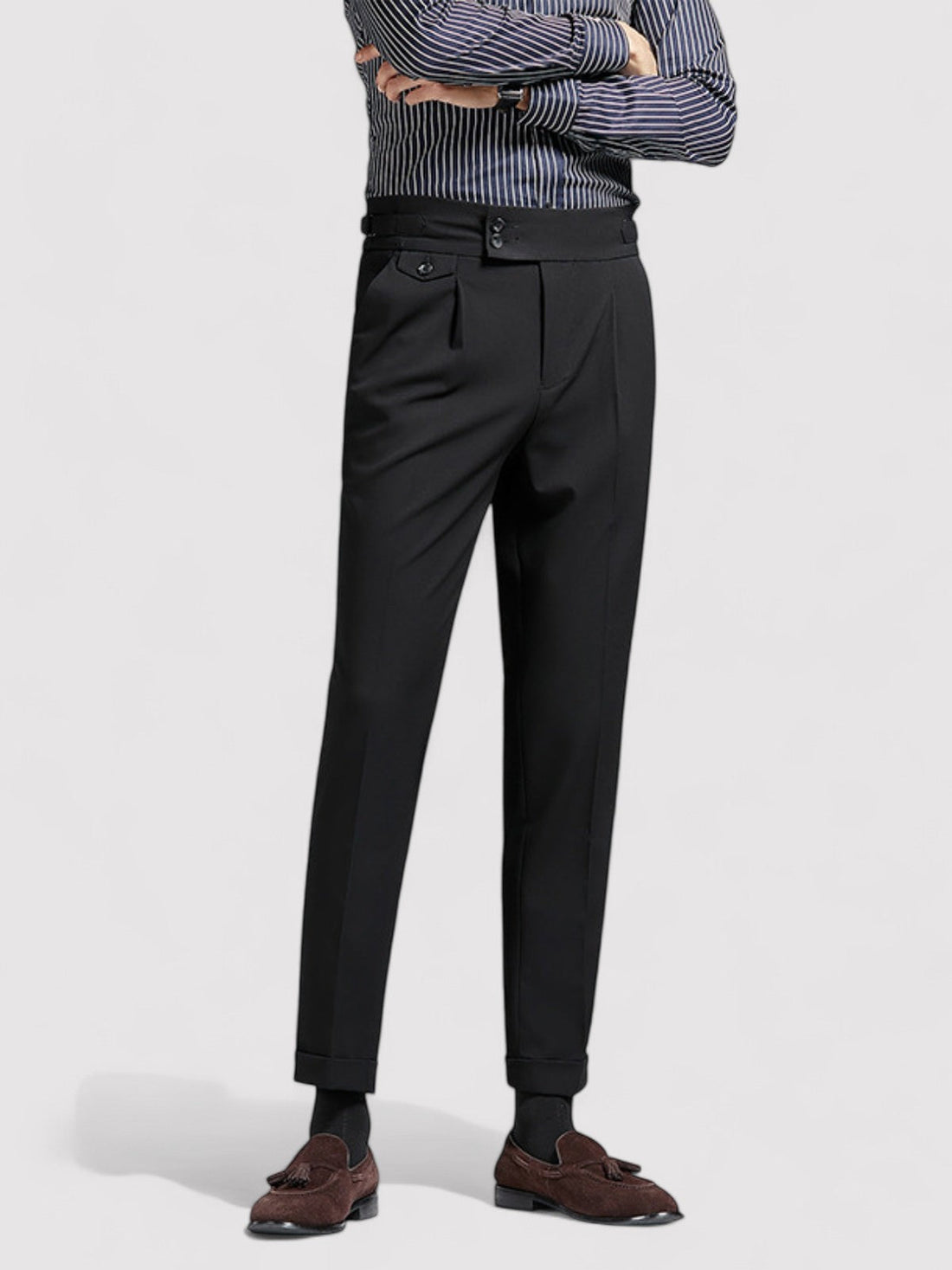 Naples wrinkle free high-waist pants for men