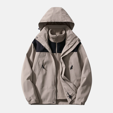 Men’s Three-in-One Jacket – Water-Resistant Shell – Detachable Fleece – Hooded Outdoor Layer