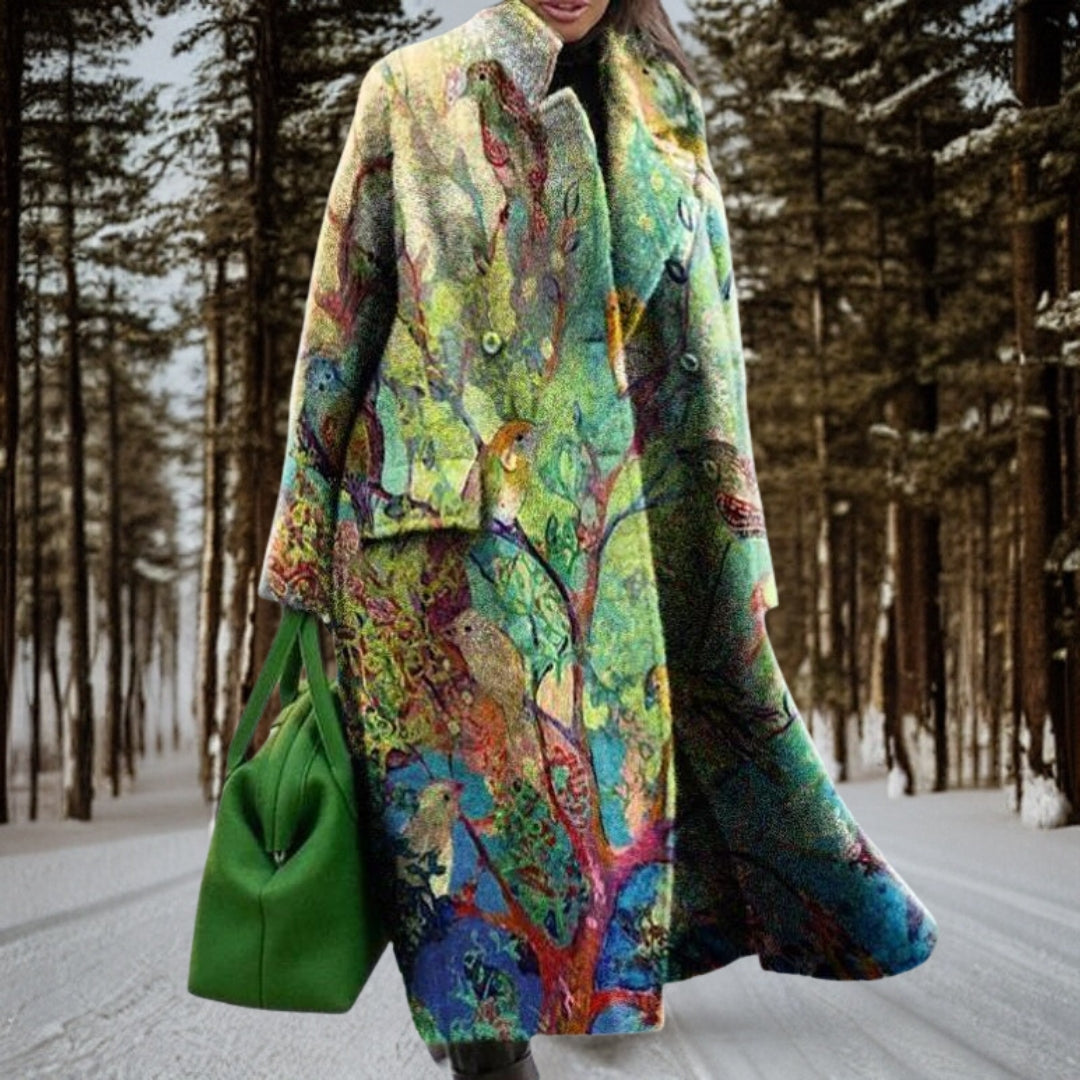 Graphic design winter coat for women