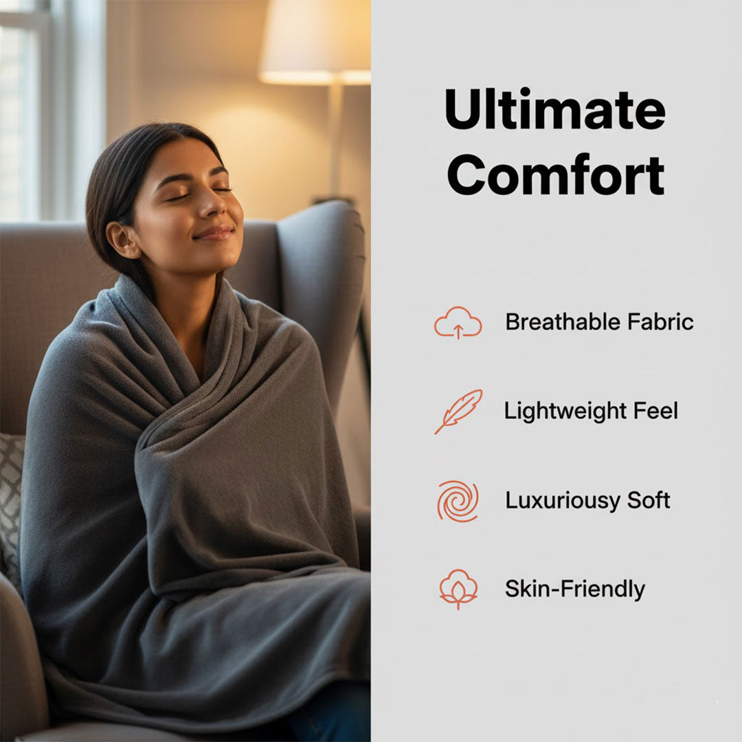 Minimalist Plush Microfleece Snap Closure Heated Shawl