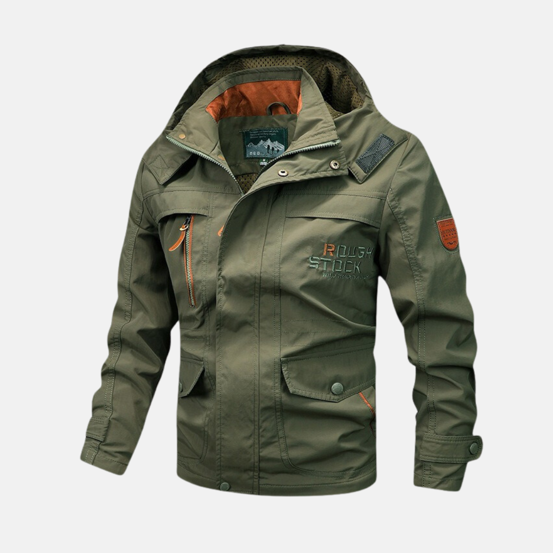 Men’s Jacket – Loose Fit – Windproof Water-Resistant – Hooded – Multi-Pocket Full-Zip