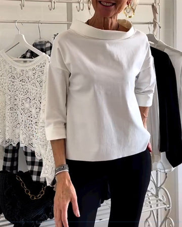 Elegant boat neck 3/4 sleeve blouse for women