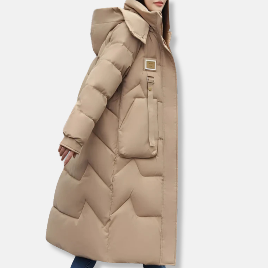 Women’s Trench Coat – Quilted Insulated – Oversized Fit – Hooded High Collar