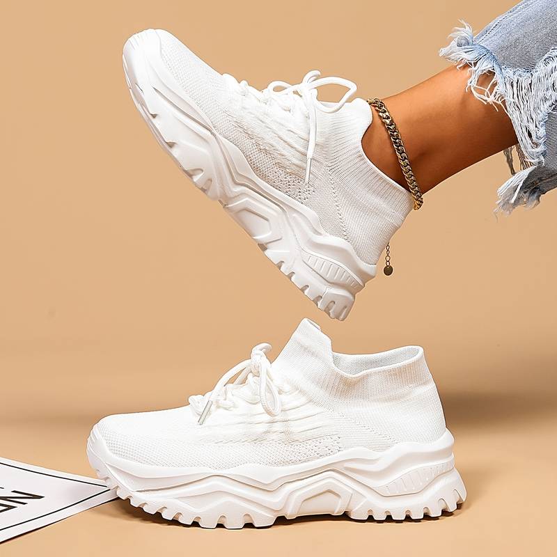 Women's High-Top Shoes - Breathable Knit - Cushioned Sole