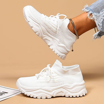 Women's High-Top Shoes - Breathable Knit - Cushioned Sole
