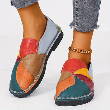 Colorblock slip on flat loafers shoes for women