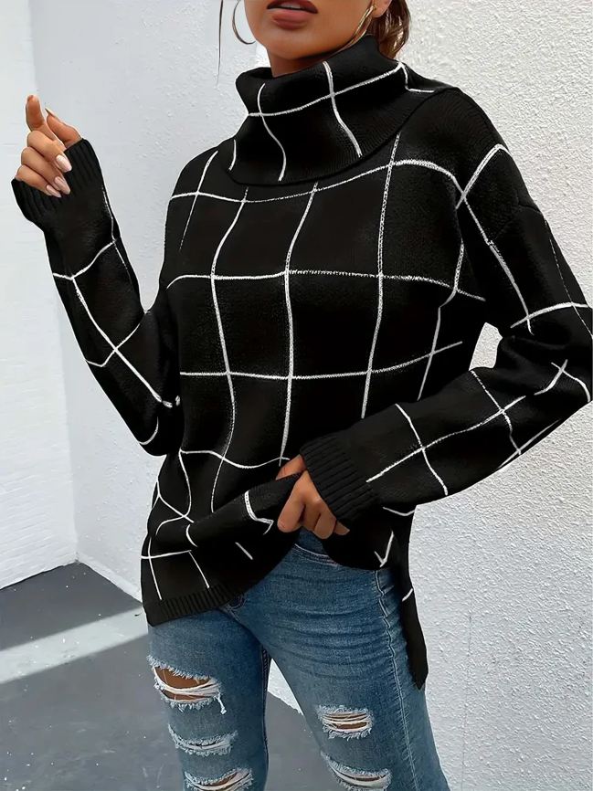 Pull-over turtleneck warm sweater for women